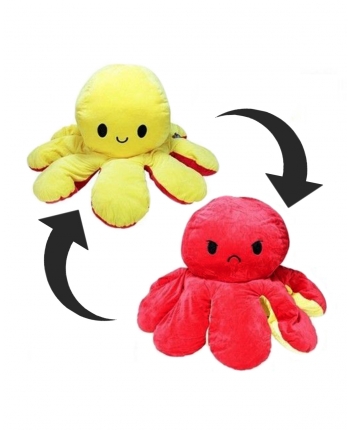 Hračka - Plyšová Chobotnice oboustranná - červeno-žltá - 80 cm