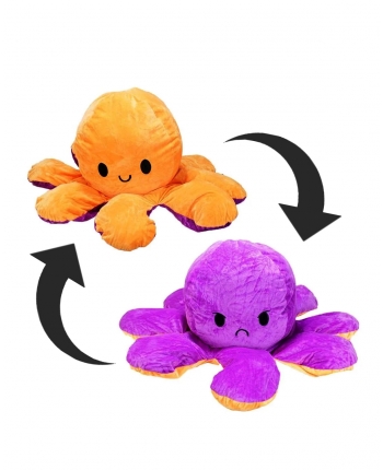 Hračka - Plyšová Chobotnice oboustranná - fialovo-oranžová - 80 cm